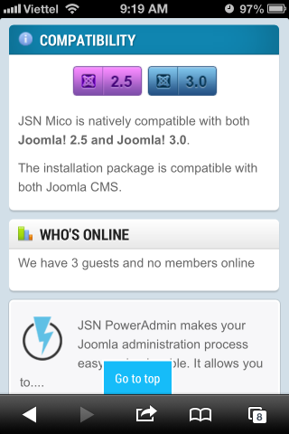 Module positions in mobile layout